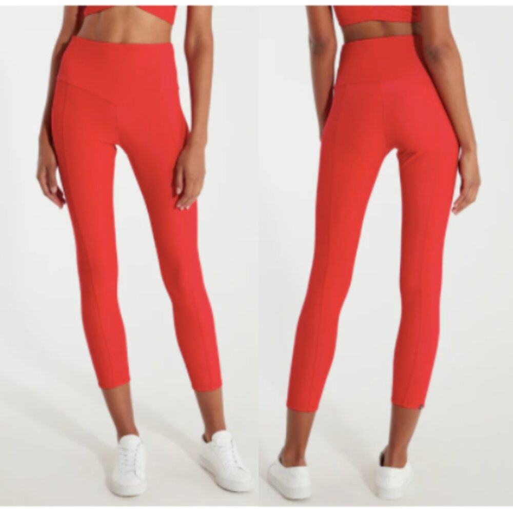 Onzie Sweetheart Red Ribbed High Rise Legging